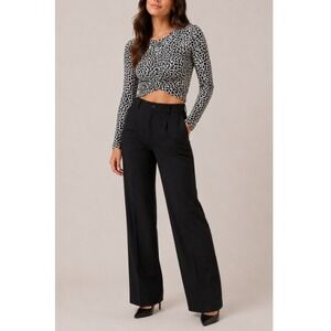 Canoan Women's Leopard Print Cropped Twist Brazilian Workout Top Size L NWT